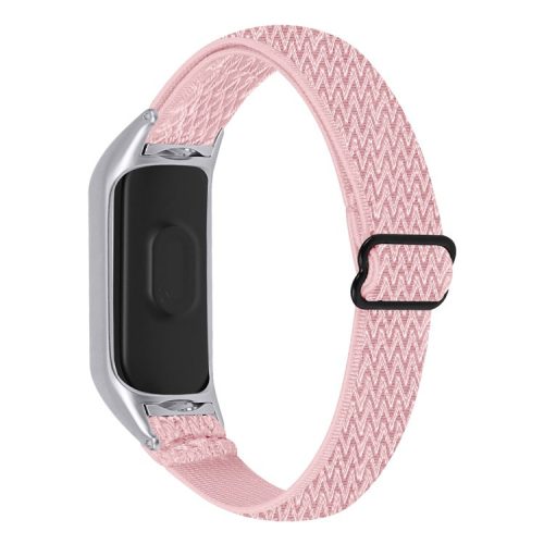 For Xiaomi Mi Band 3/4 Elastics Nylon Adjustable Watch Band Woven Loop Bracelet Wristband Replacement - Pink