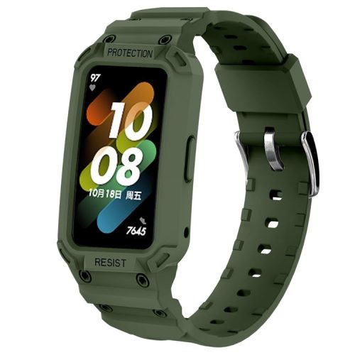 For Honor Band 6/Huawei Band 6/7 Replacement TPU Watch Band Adjustable Wrist Strap + Watch Case - Army Green