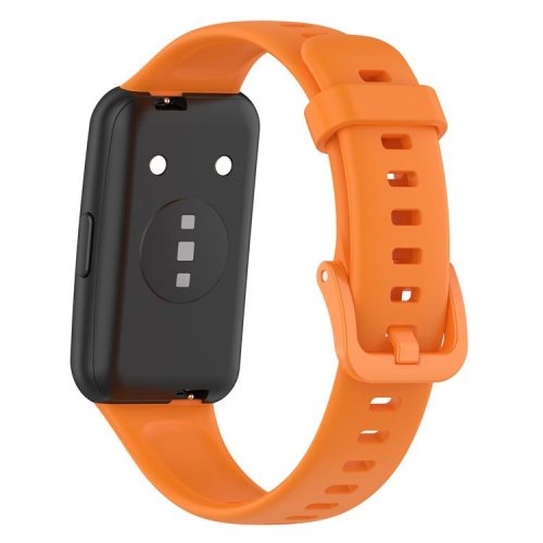 Silicone Smart Watch Band for Huawei Band 7, Solid Color Adjustable Wrist Strap Replacement - Orange