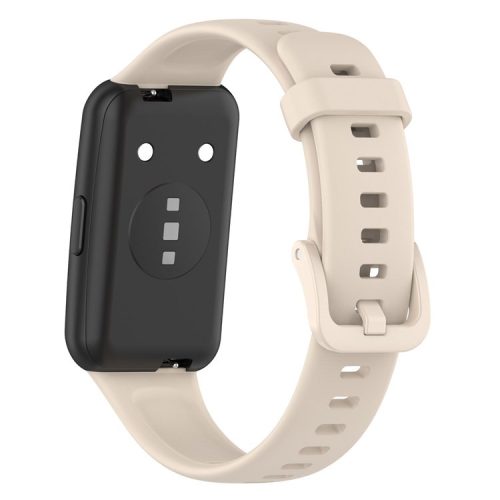 Silicone Smart Watch Band for Huawei Band 7, Solid Color Adjustable Wrist Strap Replacement - Ivory White