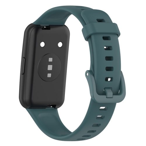 Silicone Smart Watch Band for Huawei Band 7, Solid Color Adjustable Wrist Strap Replacement - Dark Green