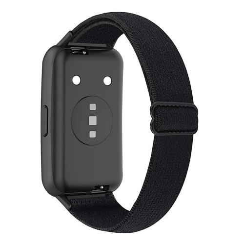 For Huawei Band 7 Stretchy Boho Watch Band Adjustable Elastic Nylon Strap Replacement Wristband - Black