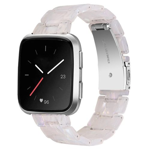 For Fitbit Versa 2 / Versa / Versa Lite / Versa SE Resin Wristband Stainless Steel Buckle Sport Watch Band - Shell White