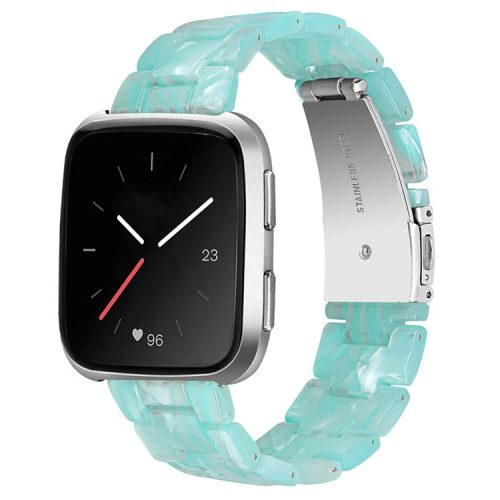 For Fitbit Versa 2 / Versa / Versa Lite / Versa SE Resin Wristband Stainless Steel Buckle Sport Watch Band - Jade Green