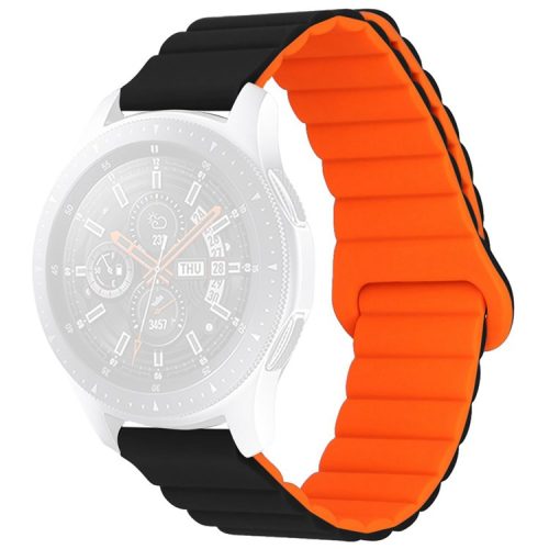 For Haylou LS02 / RS4 / RS4 Plus / Huawei Watch GT 3 Pro 43mm, Silicone Watchband 20mm Universal Magnetic Watch Strap - Black / Orange