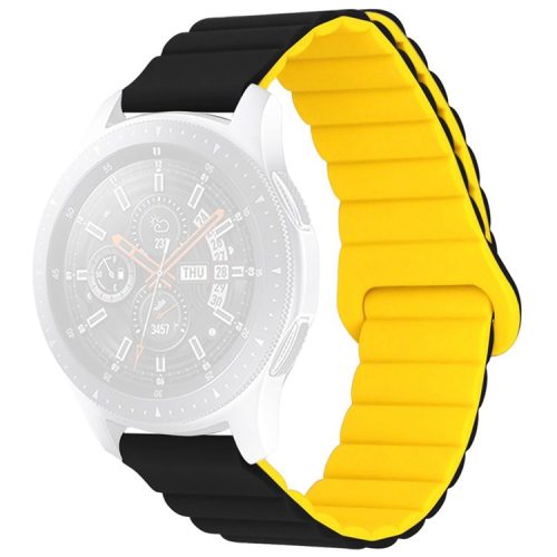 For Haylou LS02 / RS4 / RS4 Plus / Huawei Watch GT 3 Pro 43mm, Silicone Watchband 20mm Universal Magnetic Watch Strap - Black / Yellow