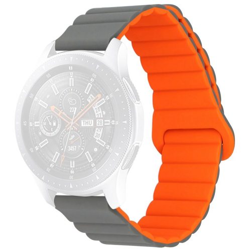 For Haylou LS02 / RS4 / RS4 Plus / Huawei Watch GT 3 Pro 43mm, Silicone Watchband 20mm Universal Magnetic Watch Strap - Grey / Orange