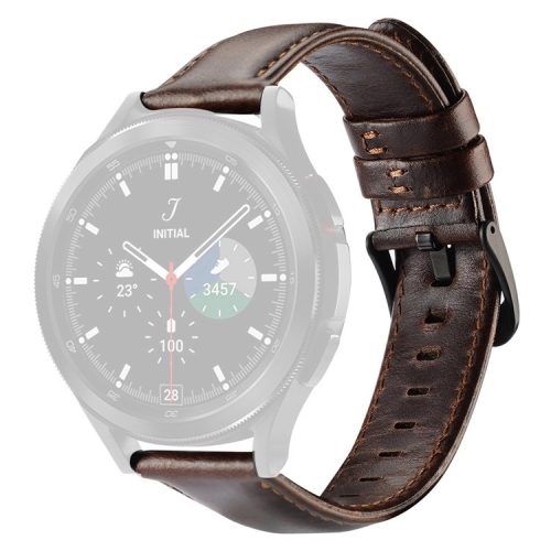 DUX DUCIS For Samsung Galaxy Watch3 45mm / Huawei Watch GT 3 46mm / GT 3 Pro 46mm Stainless Steel + Leather Watch Strap 22mm Replacement Wrist Band - Coffee