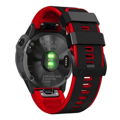 For Garmin Descent G1 / Fenix 7 / Fenix 6 Pro / Fenix 5 Plus Dual Color Silicone Wrist Strap Smart Watch Band 22mm - Black / Red