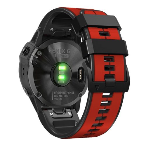 For Garmin Descent G1 / Fenix 7 / Fenix 6 Pro / Fenix 5 Plus Dual Color Silicone Wrist Strap Smart Watch Band 22mm - Red / Black