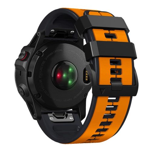 For Garmin Tactix 7 Pro / Fenix 7X / Fenix 6X Pro Silicone Wrist Strap Replacement Dual Color Smart Watch Band 26mm - Orange / Black