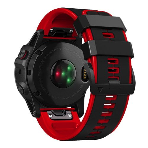 For Garmin Tactix 7 Pro / Fenix 7X / Fenix 6X Pro Silicone Wrist Strap Replacement Dual Color Smart Watch Band 26mm - Black / Red