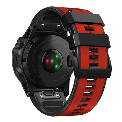 For Garmin Tactix 7 Pro / Fenix 7X / Fenix 6X Pro Silicone Wrist Strap Replacement Dual Color Smart Watch Band 26mm - Red / Black