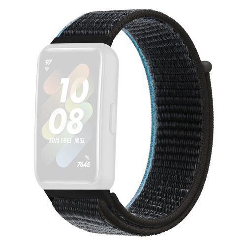 For Huawei Band 7 Nylon Watch Strap Adjustable Loop Fastener Replacement Sport Wrist Band - Charcoal