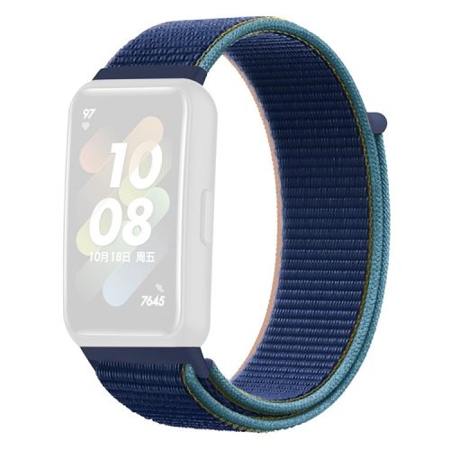 For Huawei Band 7 Nylon Watch Strap Adjustable Loop Fastener Replacement Sport Wrist Band - Dark Blue