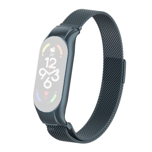 For Xiaomi Mi Band 7 Milanese Mesh Smart Watch Band Replacement Metal Magnetic Wrist Strap - Titanium Grey