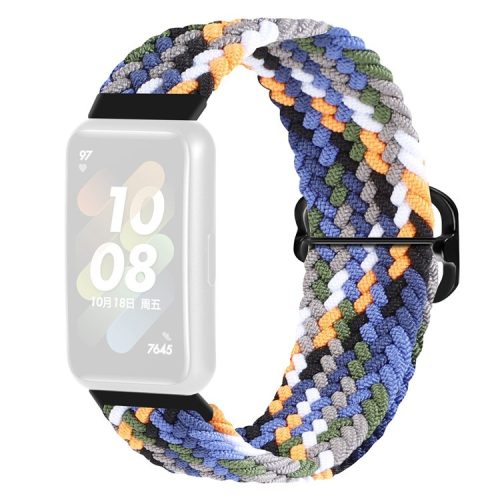 For Huawei Band 7 Braided Watch Band Replacement Wrist Strap with Adjustable Buckle - Denim