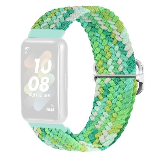 For Huawei Band 7 Braided Watch Band Replacement Wrist Strap with Adjustable Buckle - Coloful Green