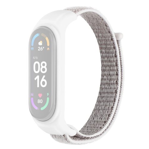 For Xiaomi Mi Band 3 / Band 4 / Band 5 / Band 6 / Band 7 Nylon Sport Band Adjustable Anti-lost Bracelet with Silicone Watch Case - Seashell