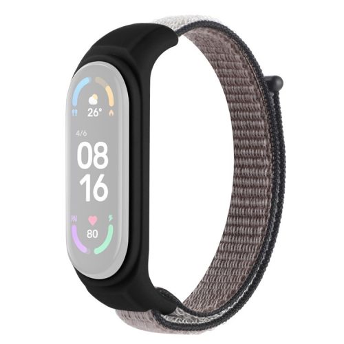 For Xiaomi Mi Band 3 / Band 4 / Band 5 / Band 6 / Band 7 Nylon Sport Band Adjustable Anti-lost Bracelet with Silicone Watch Case - Iron Gray