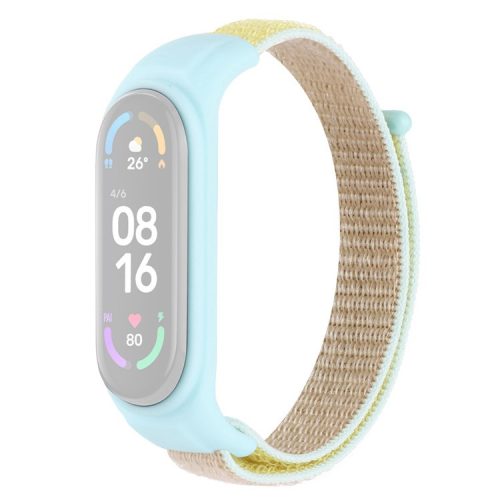 For Xiaomi Mi Band 3 / Band 4 / Band 5 / Band 6 / Band 7 Nylon Sport Band Adjustable Anti-lost Bracelet with Silicone Watch Case - Bright Sunlight