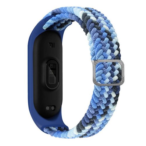 For Xiaomi Mi Band 5 / Band 6 / Band 7 Stretchy Nylon Solo Loop Band Adjustable Braided Sport Elastics Strap - Colorful Blue