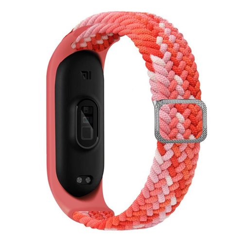 For Xiaomi Mi Band 5 / Band 6 / Band 7 Stretchy Nylon Solo Loop Band Adjustable Braided Sport Elastics Strap - Colorful Red