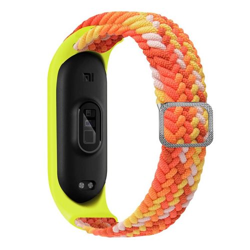 For Xiaomi Mi Band 5 / Band 6 / Band 7 Stretchy Nylon Solo Loop Band Adjustable Braided Sport Elastics Strap - Colorful Orange