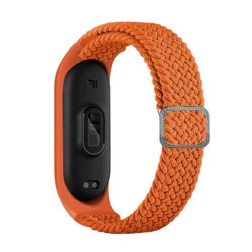 For Xiaomi Mi Band 5 / Band 6 / Band 7 Stretchy Nylon Solo Loop Band Adjustable Braided Sport Elastics Strap - Papaya