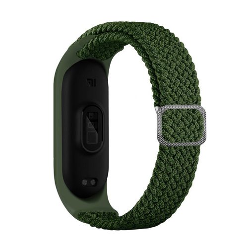 For Xiaomi Mi Band 5 / Band 6 / Band 7 Stretchy Nylon Solo Loop Band Adjustable Braided Sport Elastics Strap - Green