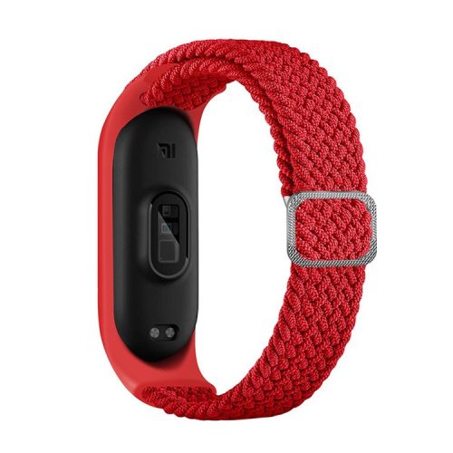 For Xiaomi Mi Band 5 / Band 6 / Band 7 Stretchy Nylon Solo Loop Band Adjustable Braided Sport Elastics Strap - Red