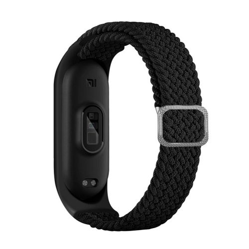 For Xiaomi Mi Band 5 / Band 6 / Band 7 Stretchy Nylon Solo Loop Band Adjustable Braided Sport Elastics Strap - Black