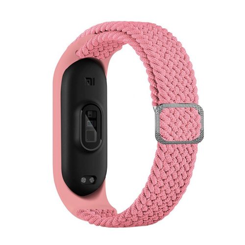 For Xiaomi Mi Band 5 / Band 6 / Band 7 Stretchy Nylon Solo Loop Band Adjustable Braided Sport Elastics Strap - Pink