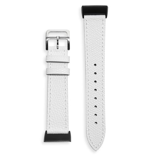 For Fitbit Charge 6 / 5 Smart Watch Band Genuine Leather Adjustable Wrist Strap Replacement - White