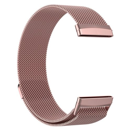 For Fitbit Versa 4 / Sense 2 Replacement Watch Strap Metal Milanese Smart Watchband, Size: S - Rose Pink