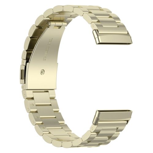 For Fitbit Versa 4 / Sense 2 Three Beads Smart Watch Band Folding Buckle Metal Wrist Strap Replacement - Gold