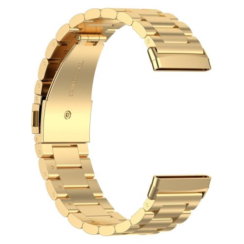 For Fitbit Versa 4 / Sense 2 Three Beads Smart Watch Band Folding Buckle Metal Wrist Strap Replacement - Bright Gold