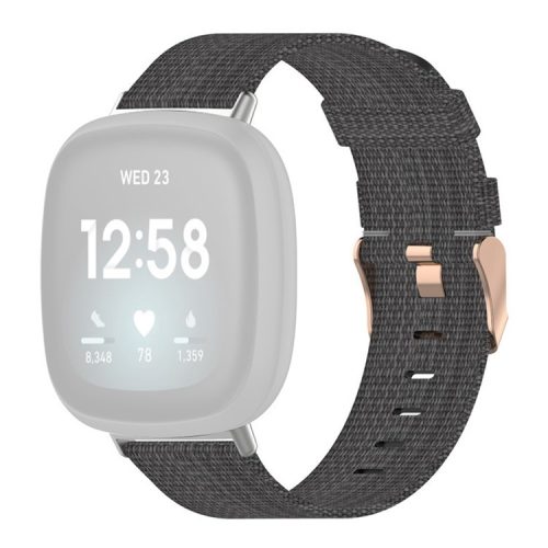 For Fitbit Versa 4 / Sense 2 Smart Watch Strap Pin Buckle Nylon Wrist Band Replacement - Dark Grey