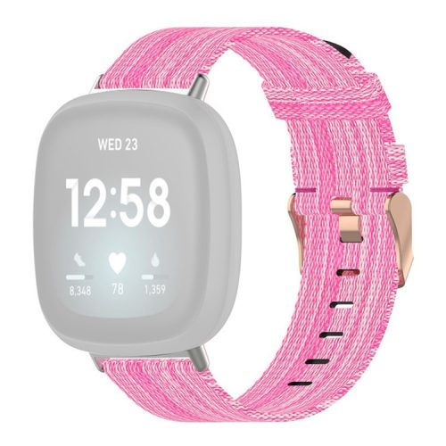 For Fitbit Versa 4 / Sense 2 Smart Watch Strap Pin Buckle Nylon Wrist Band Replacement - Pink