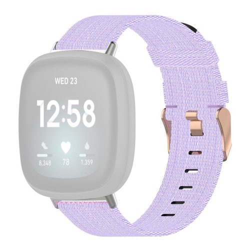 For Fitbit Versa 4 / Sense 2 Smart Watch Strap Pin Buckle Nylon Wrist Band Replacement - Light Purple