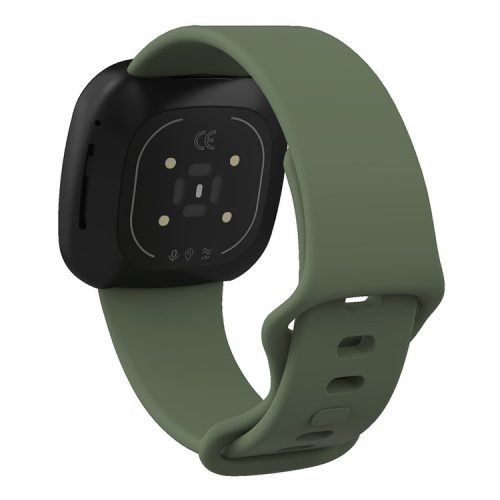 For Fitbit Versa 4 / Sense 2 Silicone Watch Band Solid Color Adjustable Wrist Strap, Size: S - Dark Green