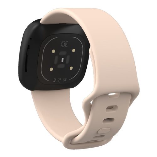 For Fitbit Versa 4 / Sense 2 Silicone Watch Band Solid Color Adjustable Wrist Strap, Size: S - Light Pink