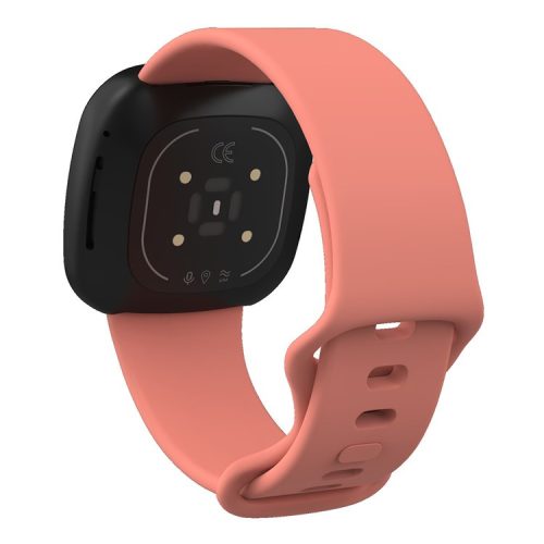 For Fitbit Versa 4 / Sense 2 Silicone Watch Band Solid Color Adjustable Wrist Strap, Size: S - Deep Pink