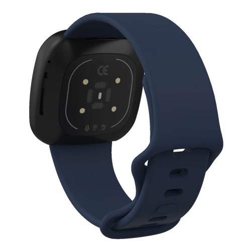 For Fitbit Versa 4 / Sense 2 Silicone Watch Band Solid Color Adjustable Wrist Strap, Size: S - Navy Blue