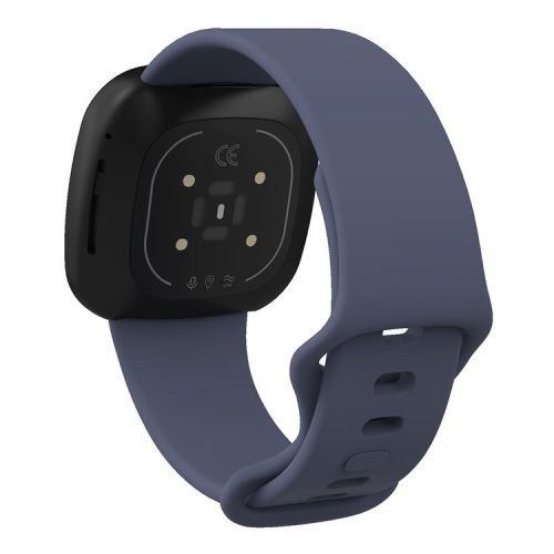 For Fitbit Versa 4 / Sense 2 Silicone Watch Band Solid Color Adjustable Wrist Strap, Size: S - Blue Grey