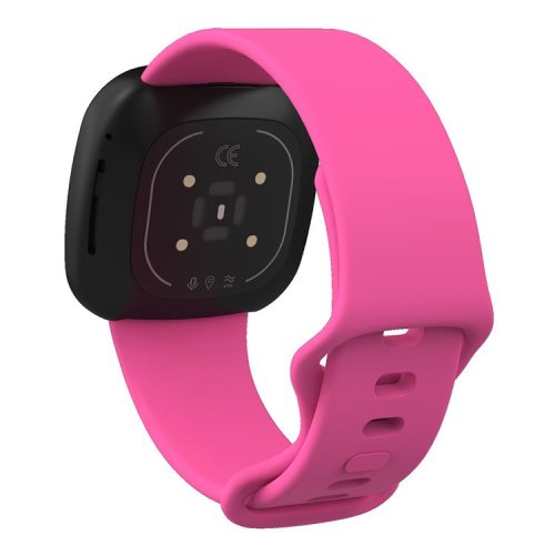 For Fitbit Versa 4 / Sense 2 Silicone Watch Band Solid Color Adjustable Wrist Strap, Size: S - Rose