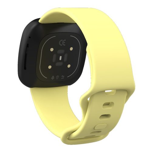 For Fitbit Versa 4 / Sense 2 Silicone Watch Band Solid Color Adjustable Wrist Strap, Size: S - Yellow