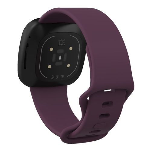 For Fitbit Versa 4 / Sense 2 Silicone Watch Band Solid Color Adjustable Wrist Strap, Size: S - Dark Purple