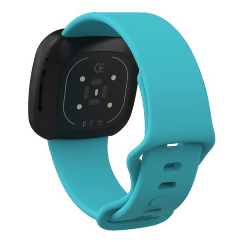 For Fitbit Versa 4 / Sense 2 Silicone Watch Band Solid Color Adjustable Wrist Strap, Size: S - Blue