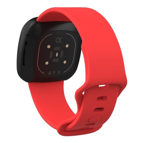 For Fitbit Versa 4 / Sense 2 Silicone Watch Band Solid Color Adjustable Wrist Strap, Size: S - Red